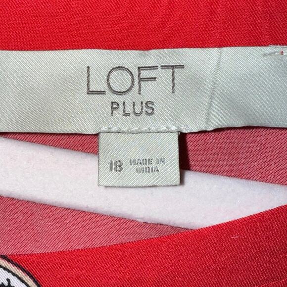 LOFT Bloom Cuffed Shirtdress Size 18 plus Crimson Fire red Color floral dress - Picture 6 of 6